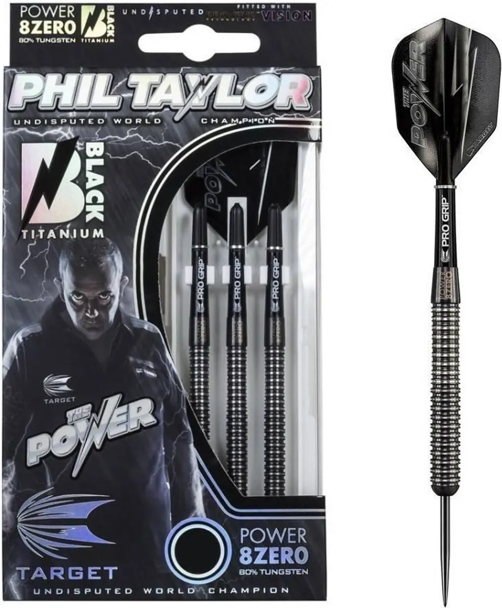 Target Phil Taylor Power 8ZERO Black Titanium S1 Dartpijlen - 3 Stuks
