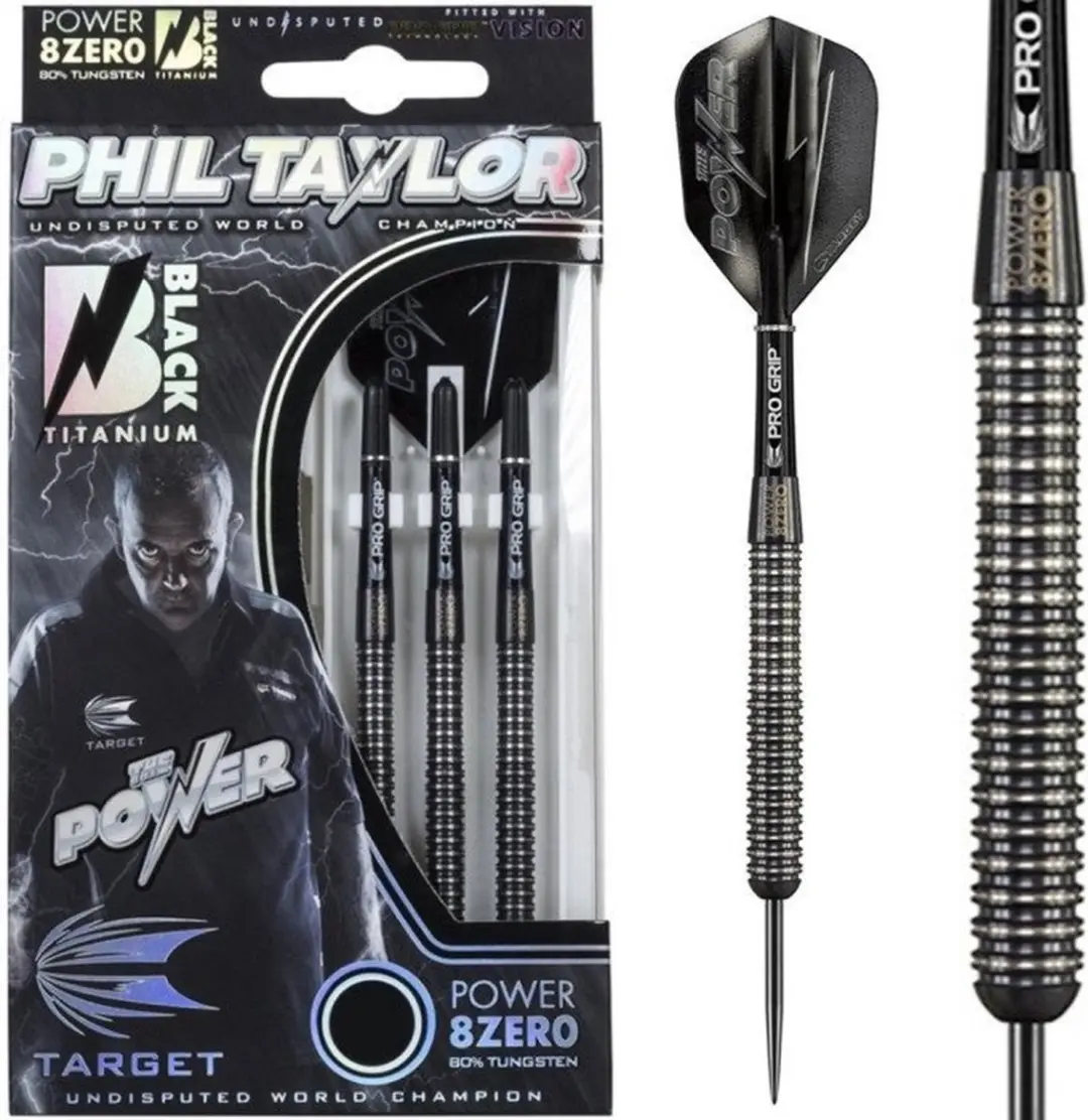 Target Phil Taylor Power 8ZERO Black Titanium S1 Dartpijlen - 3 Stuks