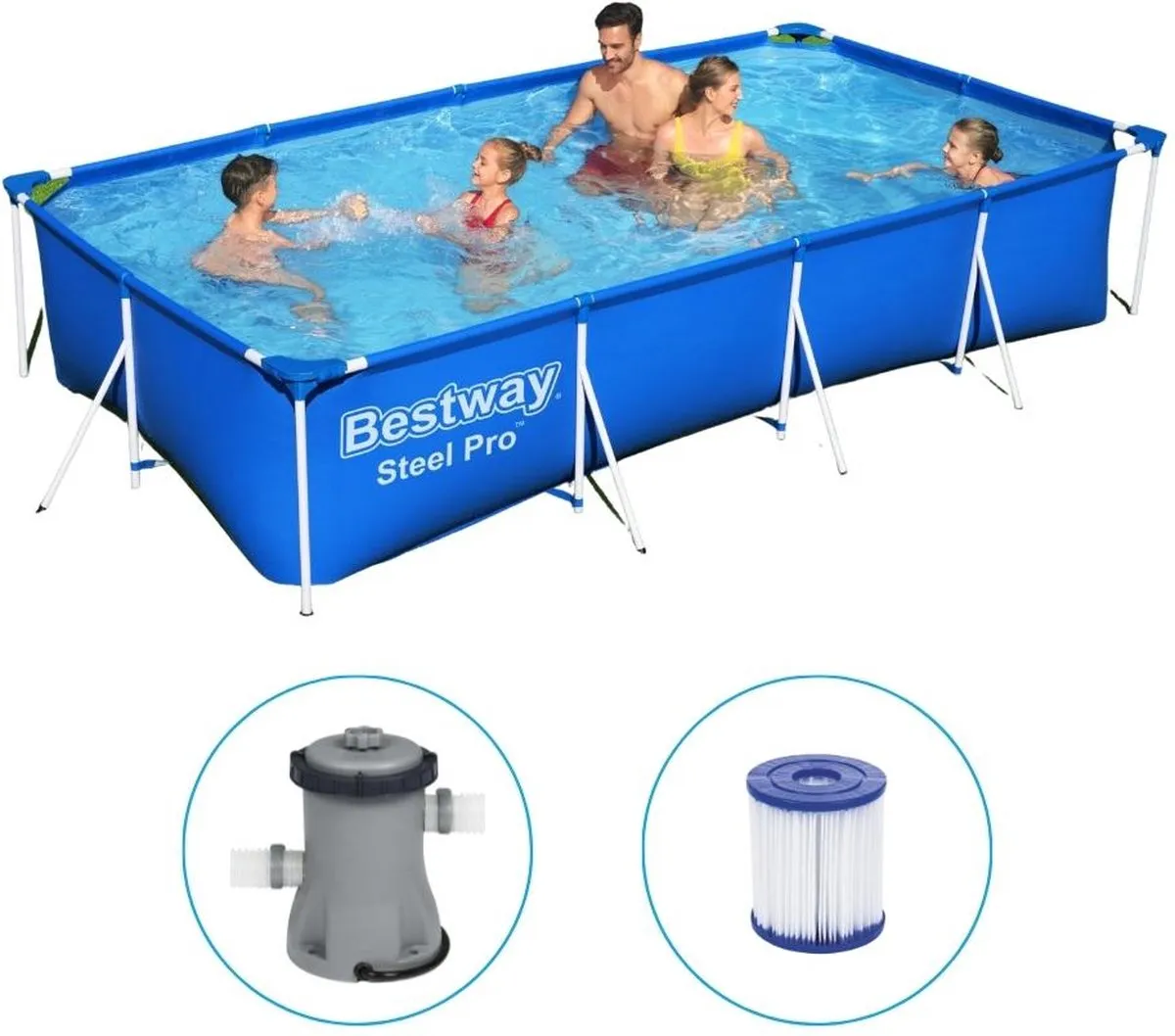 Bestway Fam. Splash Frame Zwembad 400x211x81cm - 5700L - Blauw/Wit