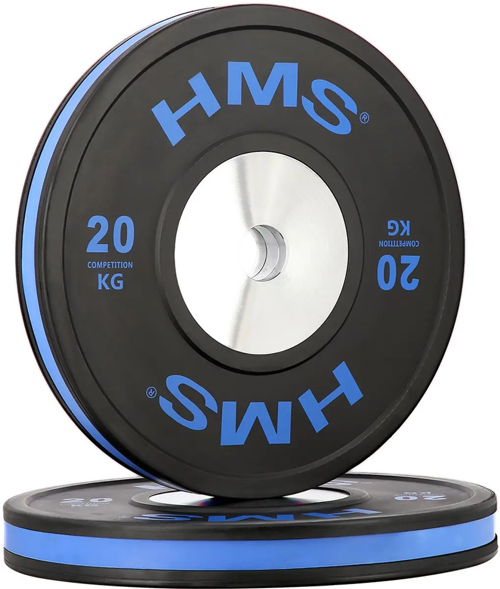 HMS Olympische Halterschijf Rubber 20kg - 45cm - Zwart