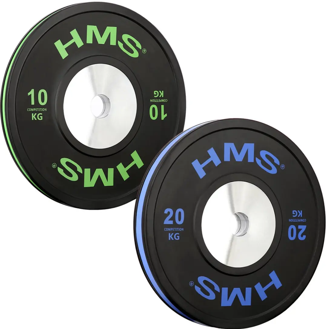 HMS Olympische Halterschijf Rubber 20kg - 45cm - Zwart