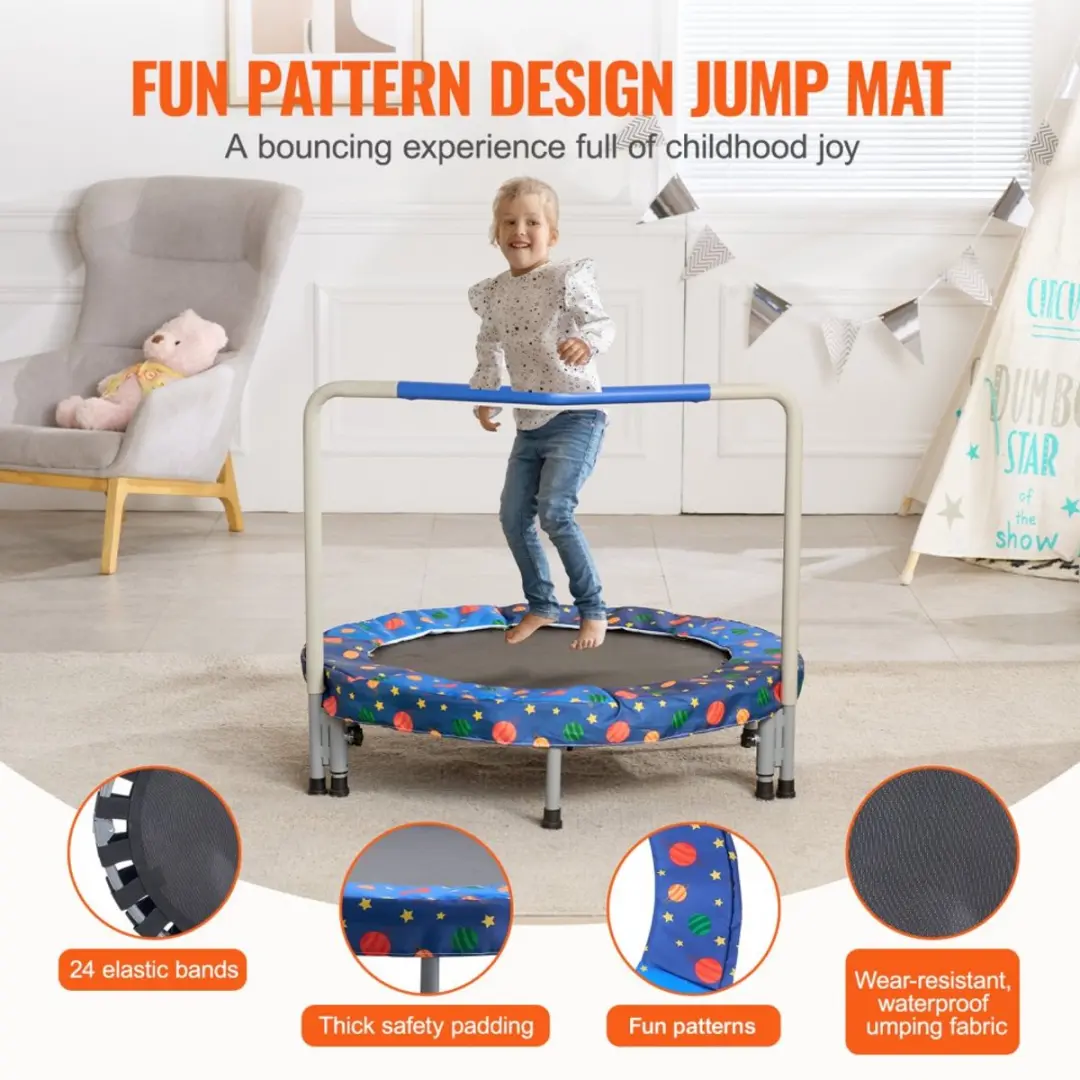 Salora Kindertrampoline 91,5cm Blauw - Opvouwbaar - afbeelding 4 van 6