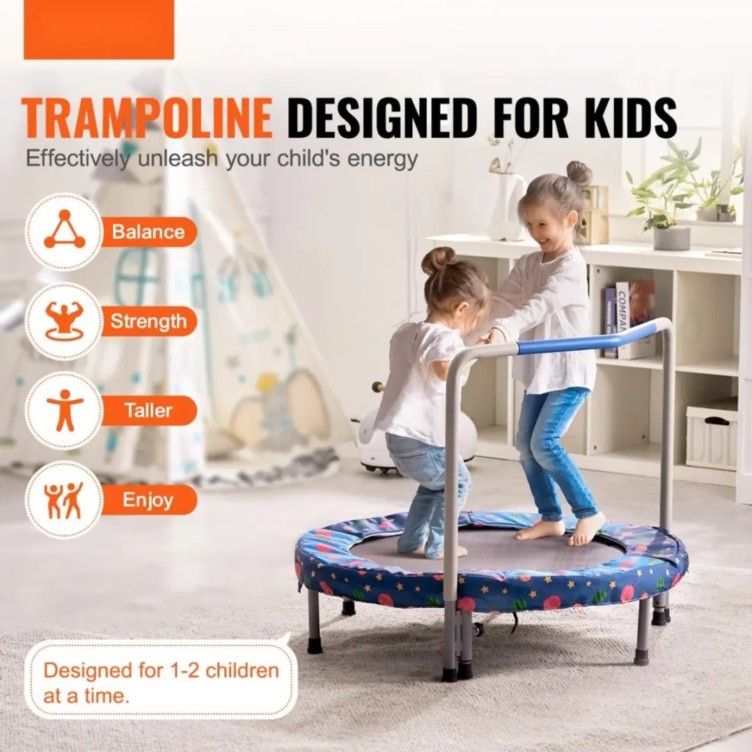 Salora Kindertrampoline 91,5cm Blauw - Opvouwbaar - afbeelding 3 van 6