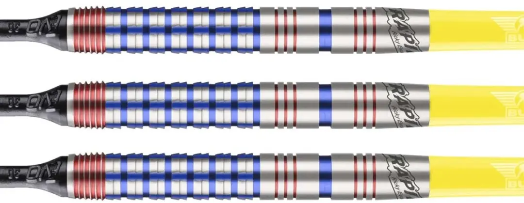 Bull's Ricky Evans Softtip Dartpijlen 90% Tungsten 20g - Geel Blauw