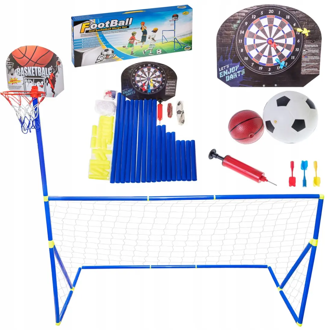 BK 3-in-1 Sportset Voetbaldoel Basketbalring Dartspel