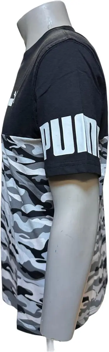 PUMA Power Cammo Tee - Shirt - Zwart/Wit - Maat S