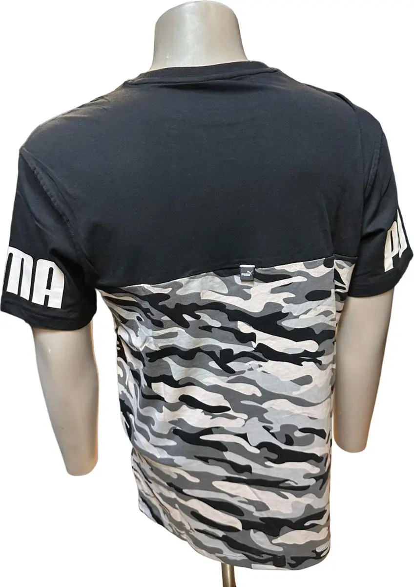 PUMA Power Cammo Tee - Shirt - Zwart/Wit - Maat S