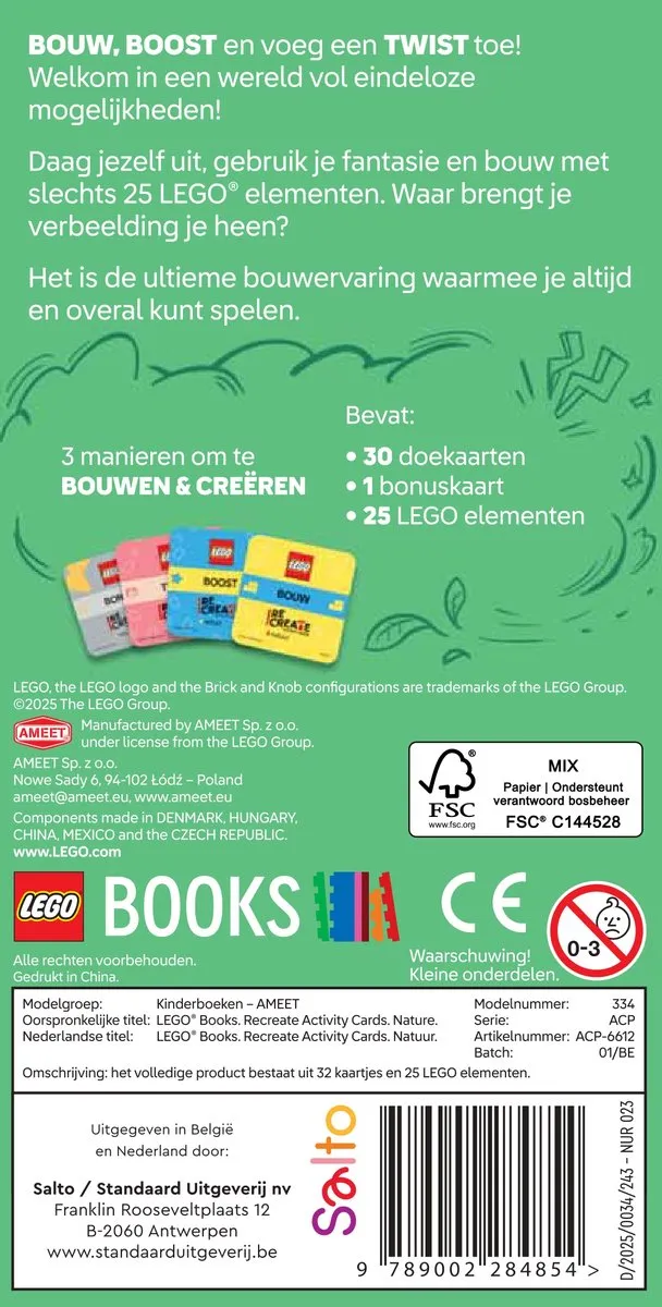LEGO ReCreate Activity Cards Natuur - 30 Kaarten + 25 Elementen