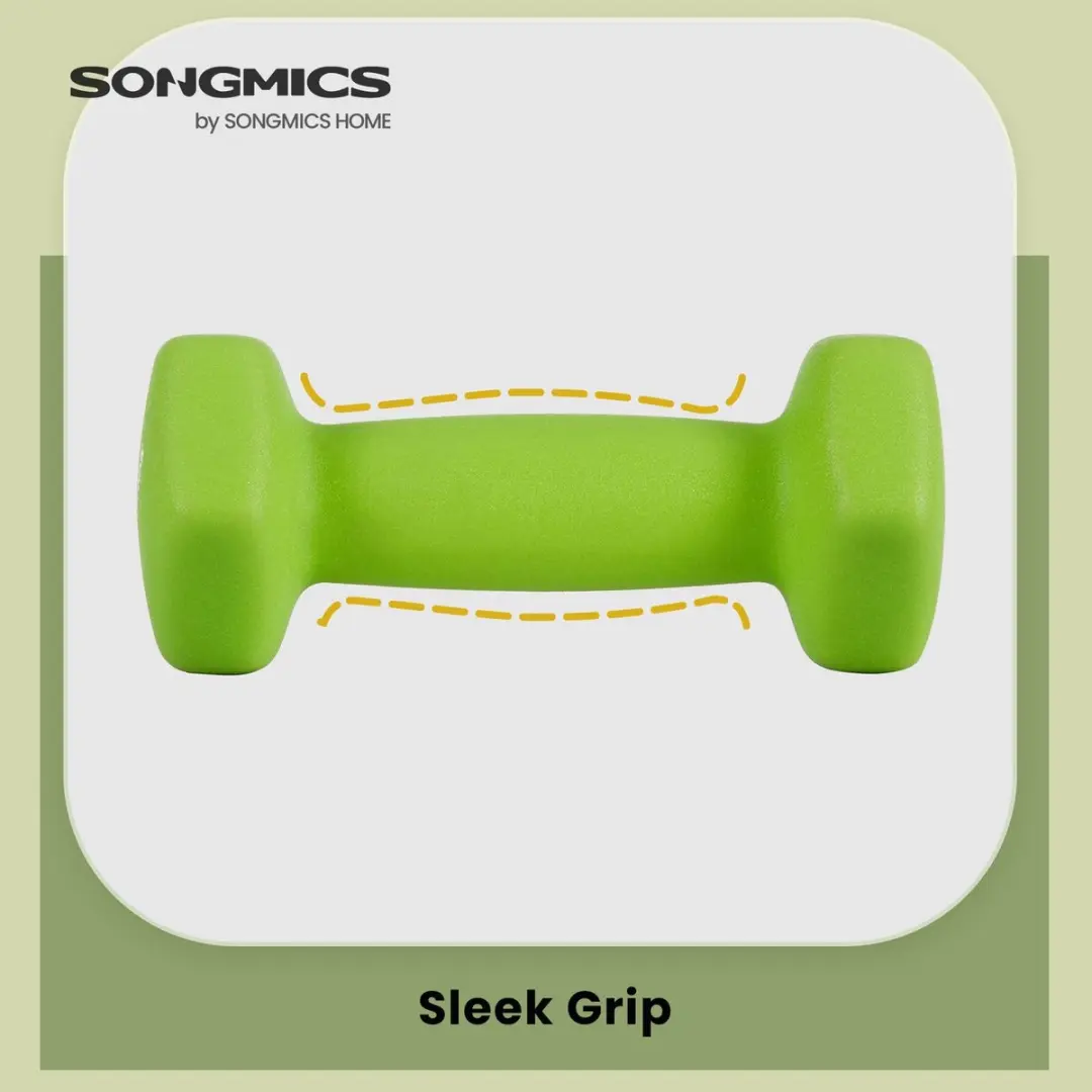 Songmics Halterset Neopreen - 6-delig 1/2/3kg - Limegroen/Tealgroen/Lichtgrijs