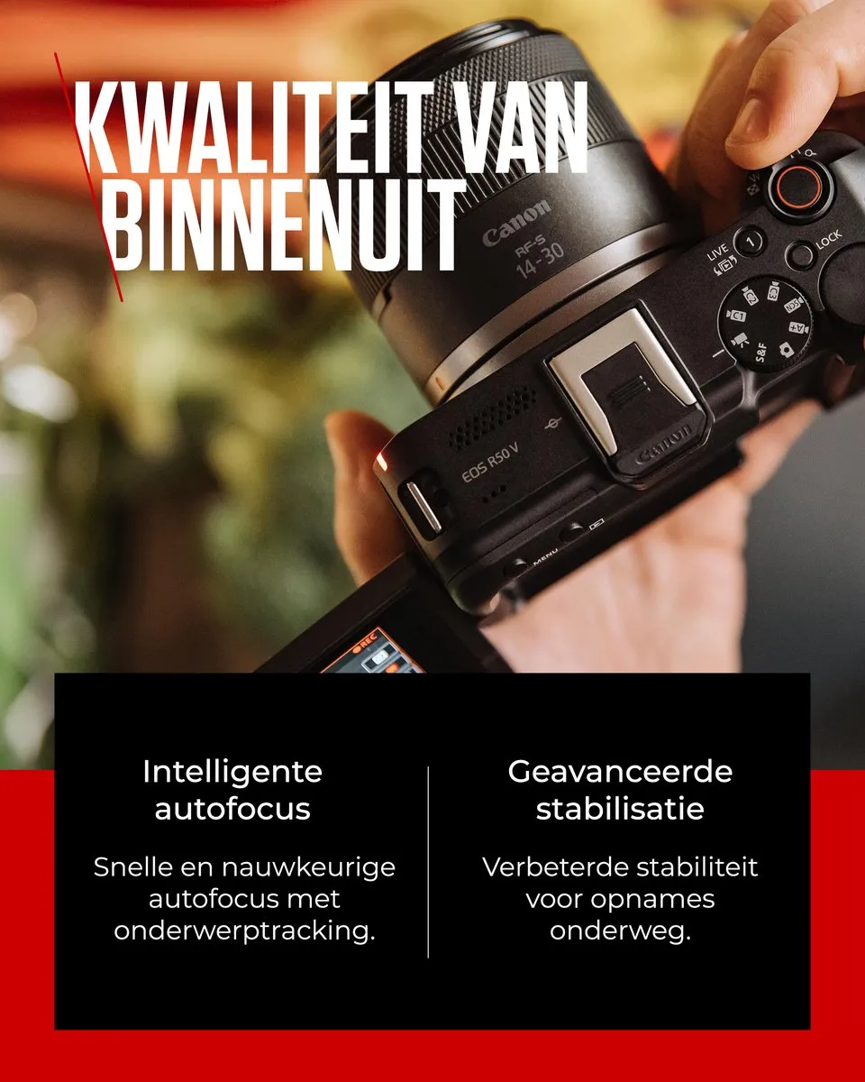 Canon EOS R50 V RF-S 14-30mm F4-6.3 IS STM PZ - Systeemcamera - 4K - Zwart