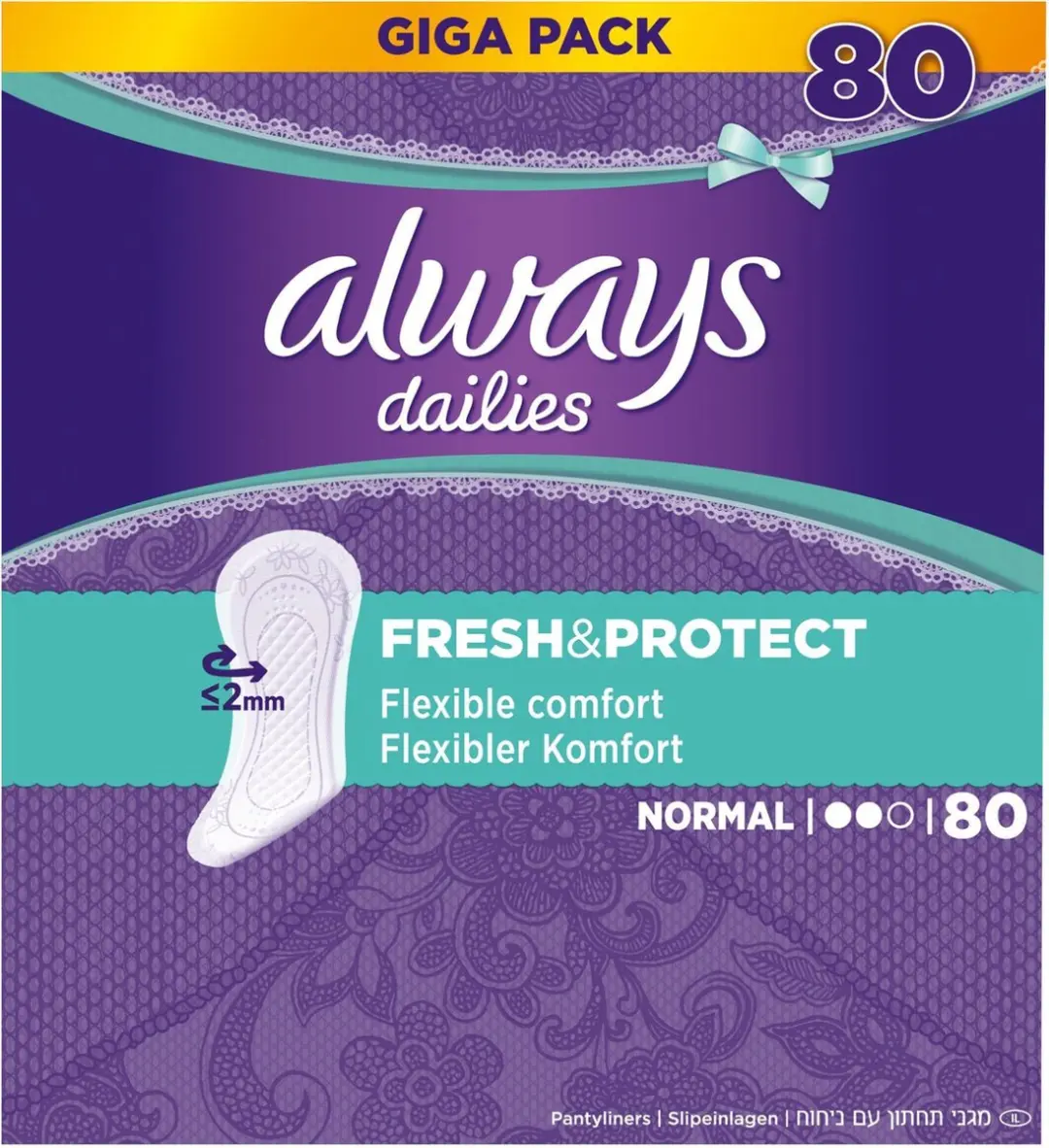 Always Dailies Normal Inlegkruisjes - 320 Stuks (4x80) - Groen/Paars/Wit