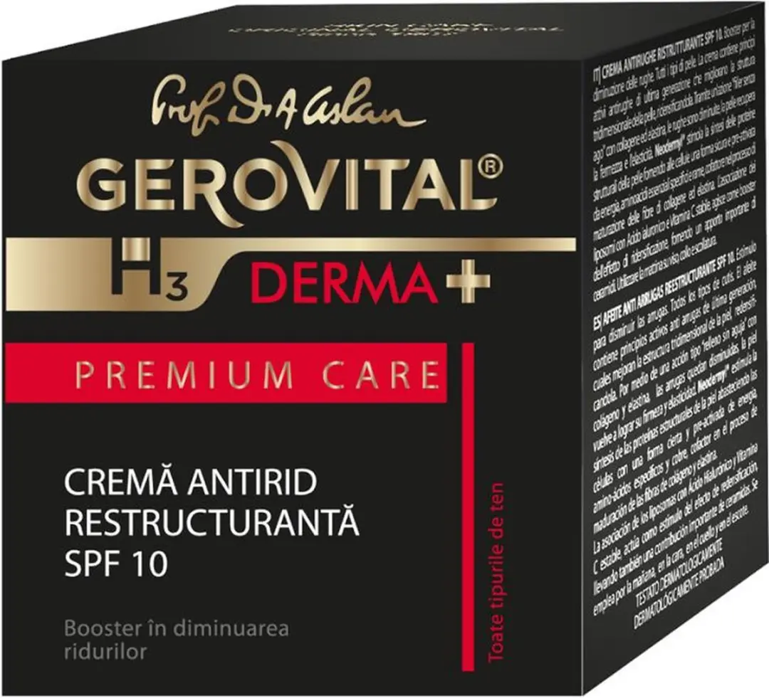 Gerovital H3 Derma+ Herstructurerende Antirimpelcrème SPF 10 - 50ml