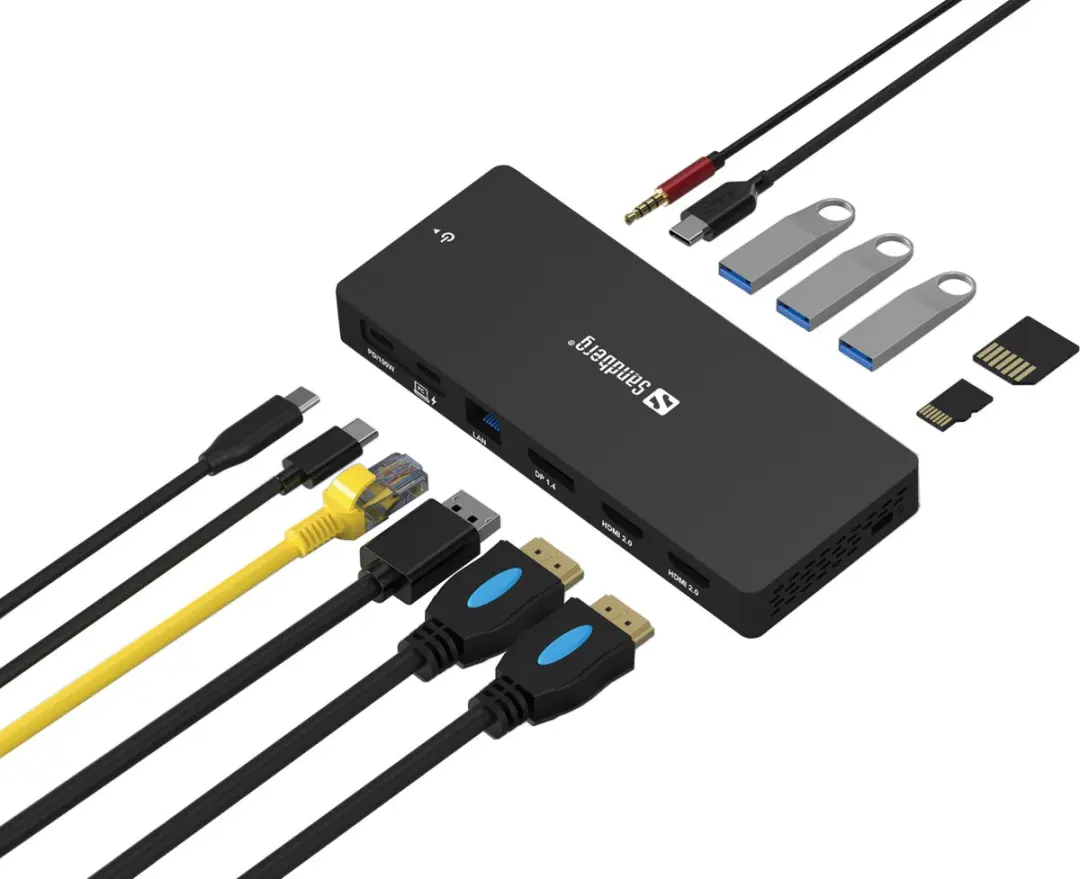 Sandberg 136-61 Laptopdock & Poortreplicator - USB 3.2 Gen 1 - Grijs