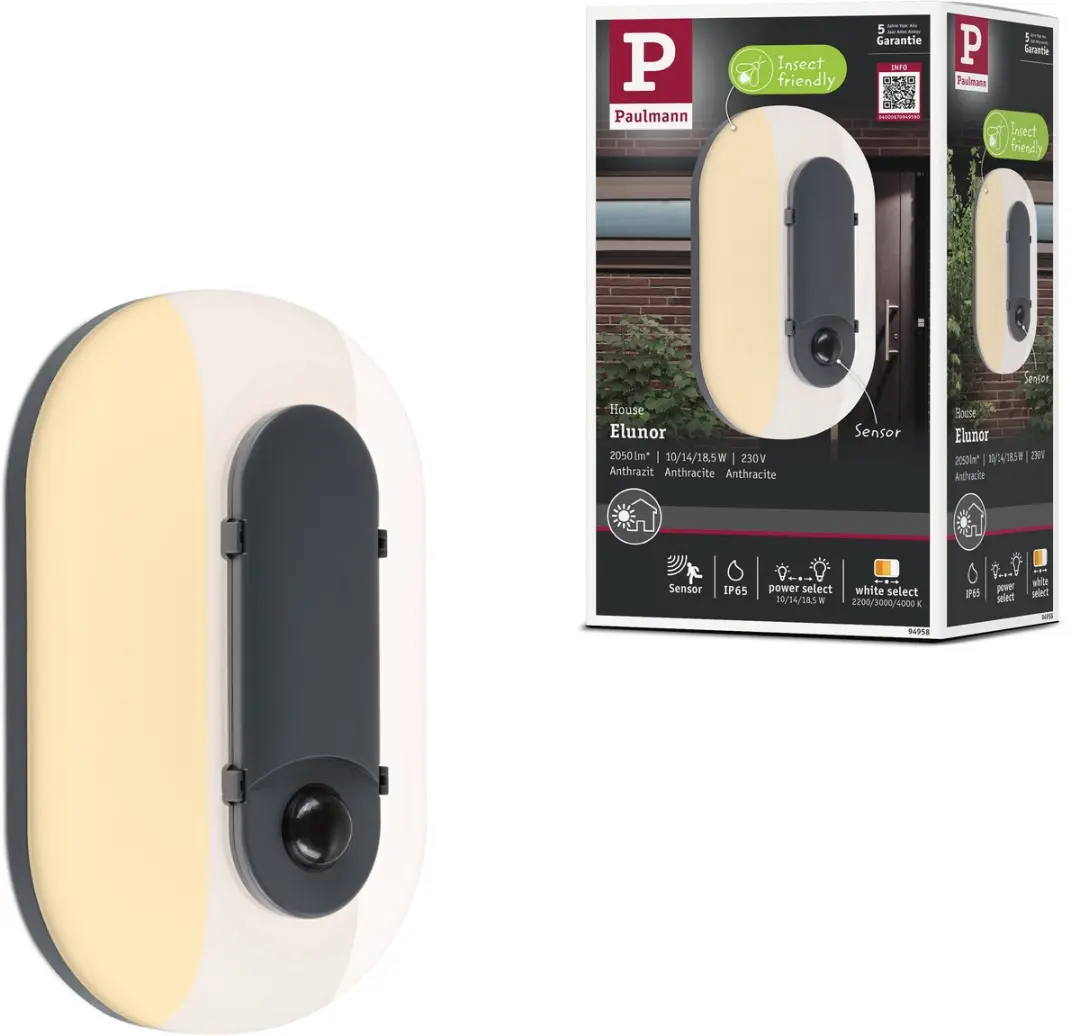 Paulmann Elunor LED Wandarmatuur Buiten IP65 18,5W 1445lm Antraciet