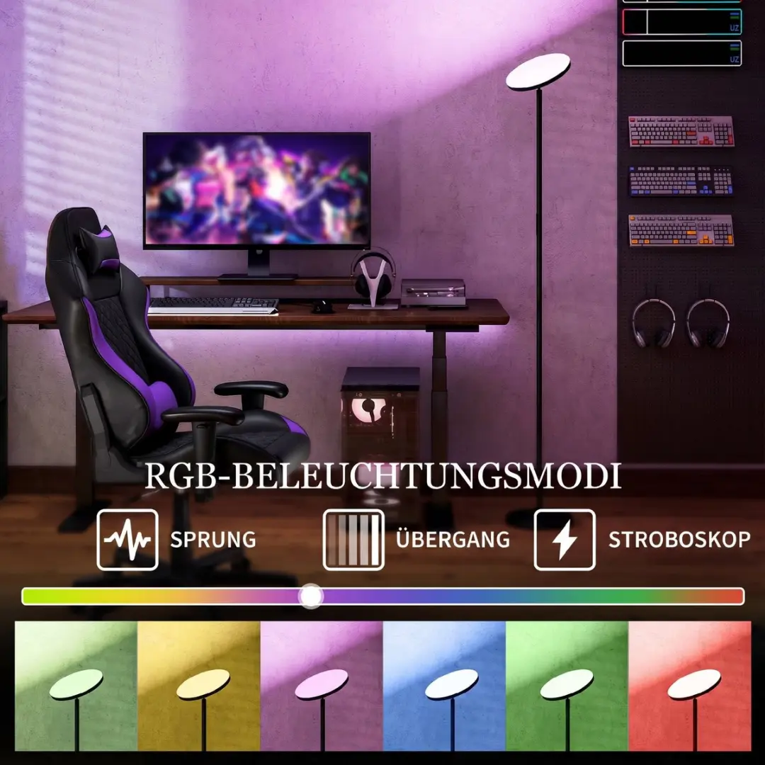 ECTEATOY RGB Vloerlamp 10W - Zwart - afbeelding 4 van 6