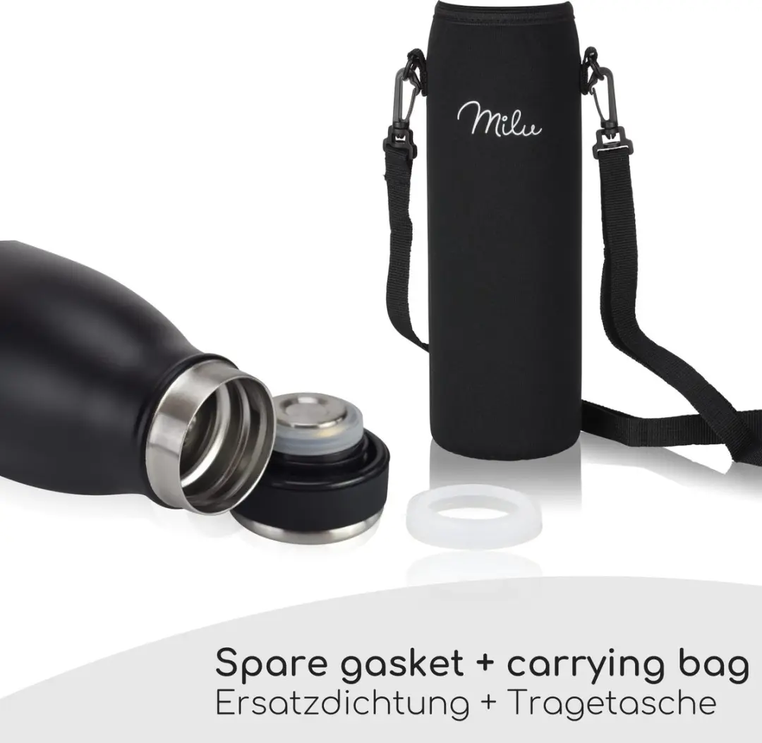 Milu Geïsoleerde Thermosfles 750ml - Zwart