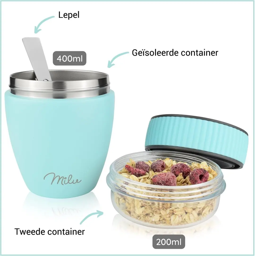 Milu Muesli Beker To Go 400ml - Turkoois