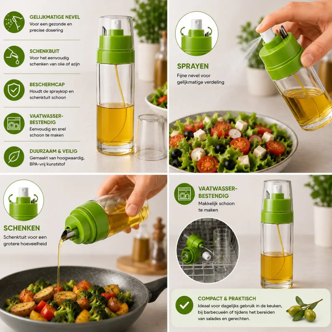 Ibili Olie- en Azijnsprayer 150ml - Groen
