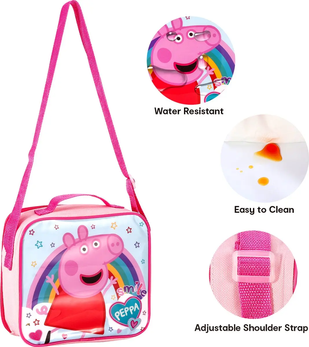 Peppa Pig Regenboog Lunchset - Roze - 3-delig