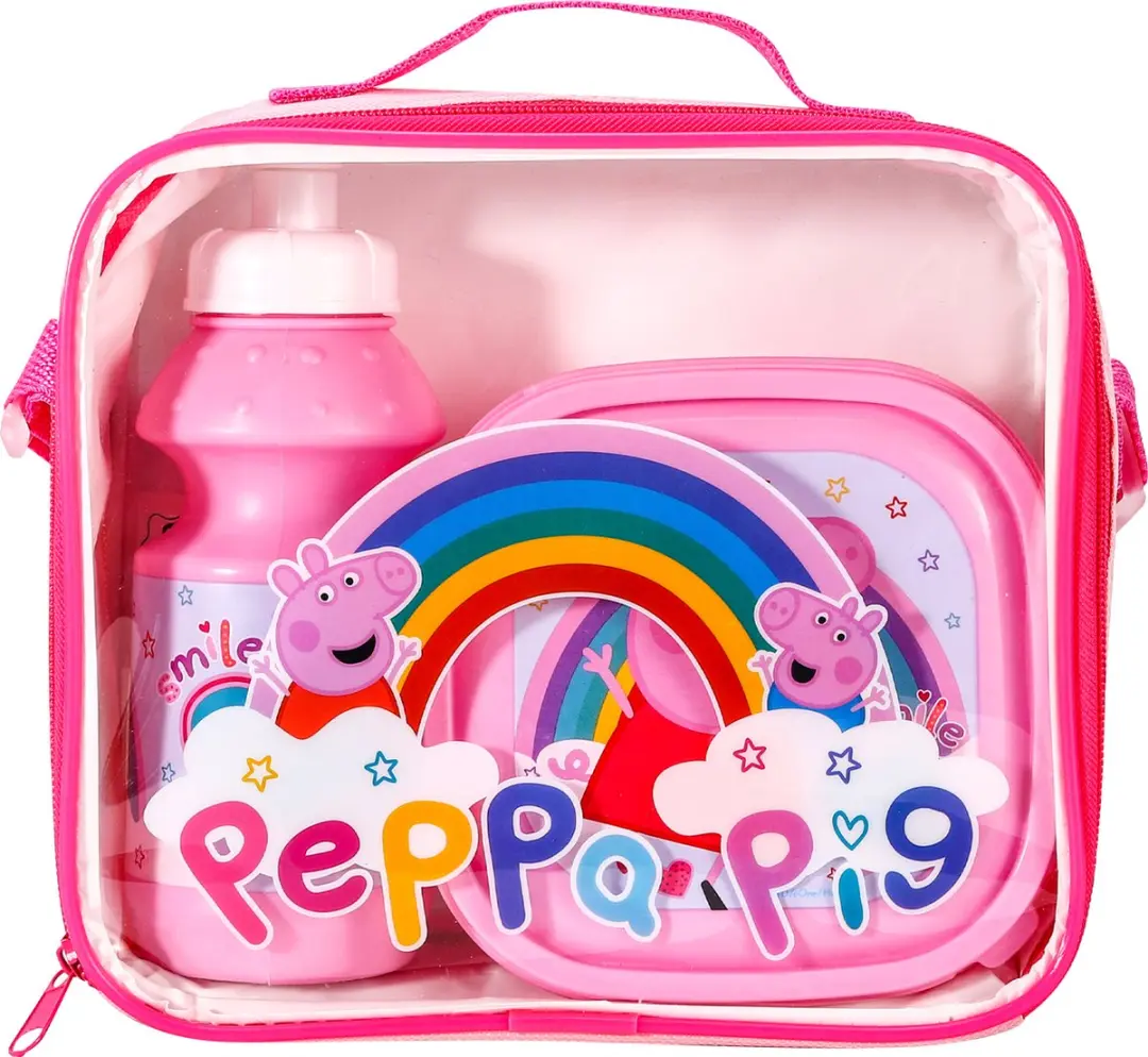 Peppa Pig Regenboog Lunchset - Roze - 3-delig