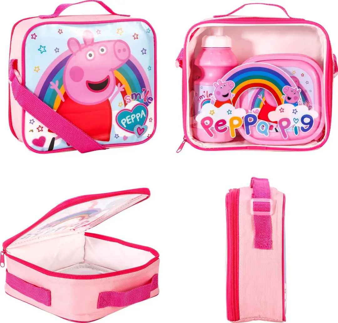 Peppa Pig Regenboog Lunchset - Roze - 3-delig