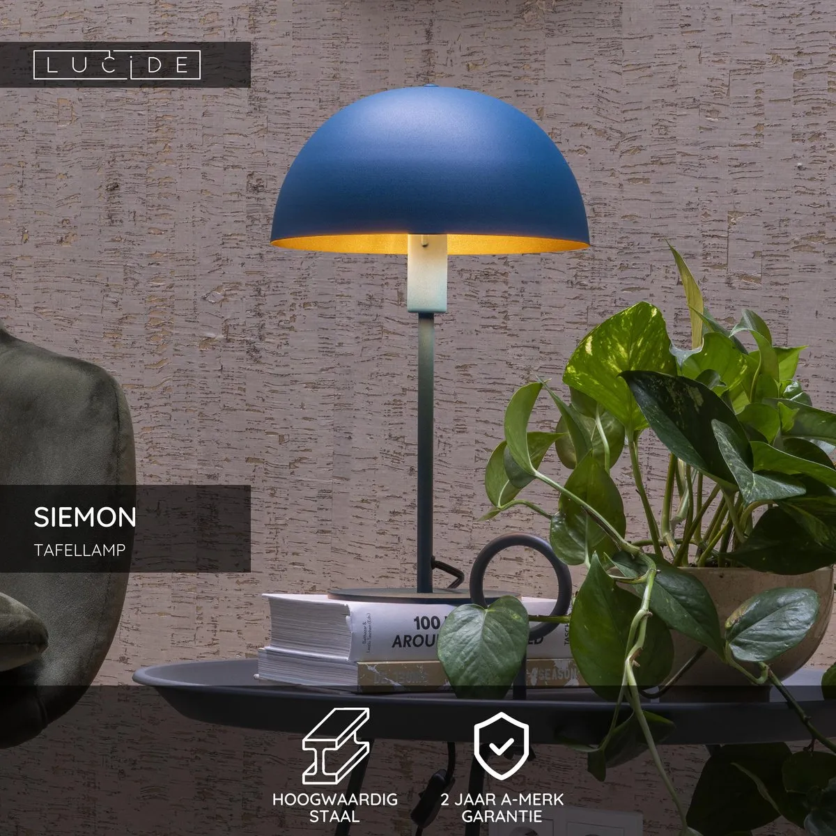 Lucide Siemon Tafellamp Ø25cm - Blauw