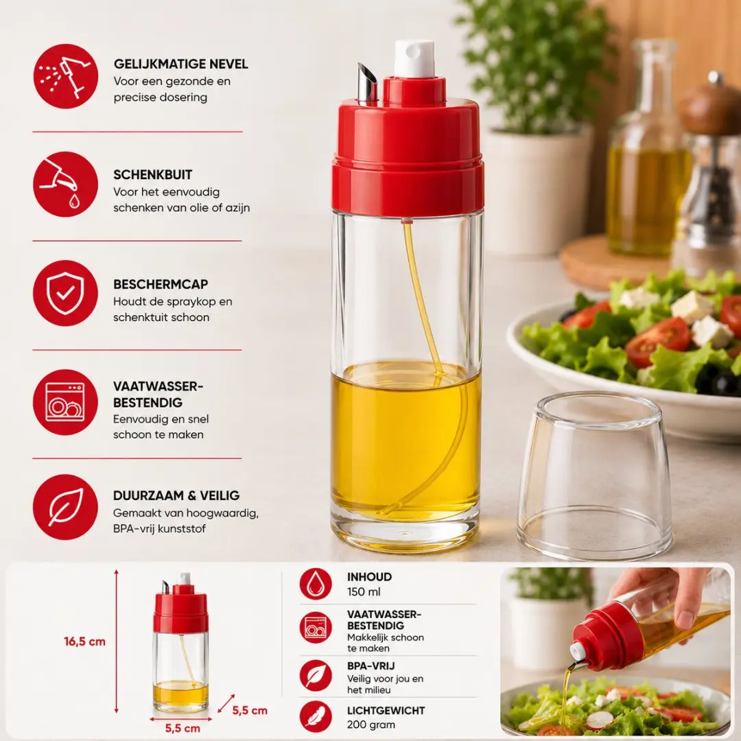 Ibili Olie- en Azijnsprayer 150ml - Rood
