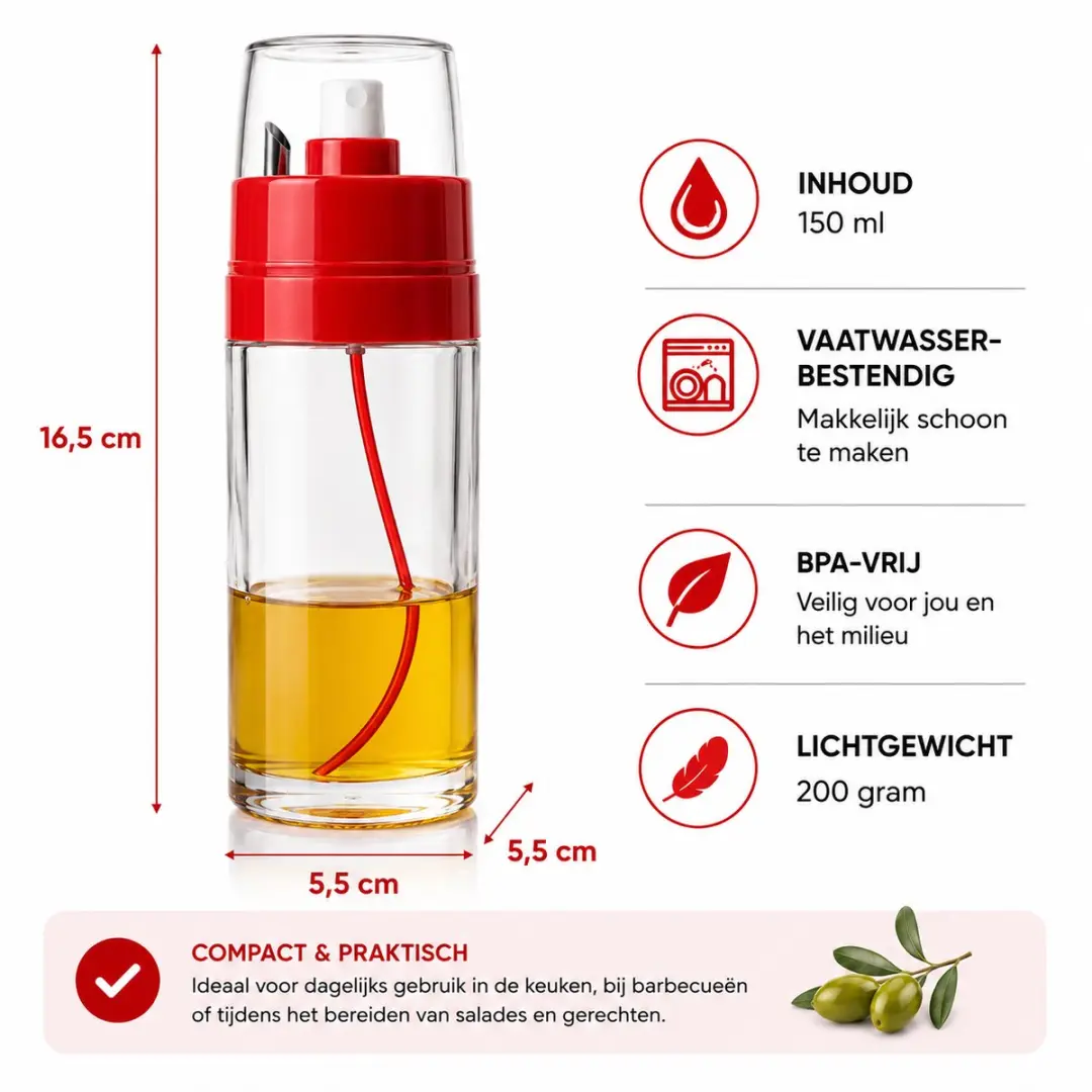 Ibili Olie- en Azijnsprayer 150ml - Rood