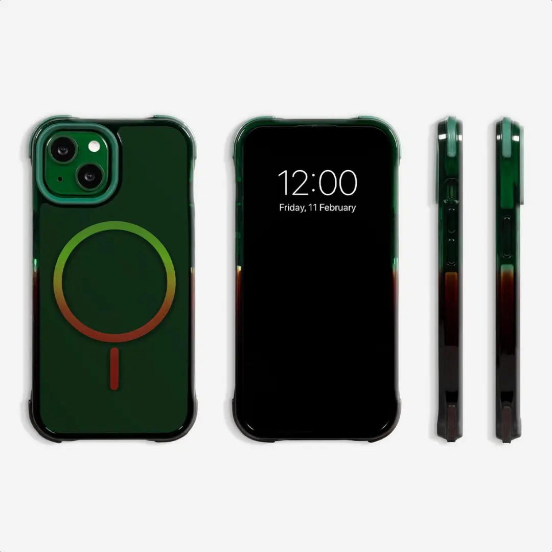 Selencia iPhone 13 Gradient Hoesje - Groen/Bruin