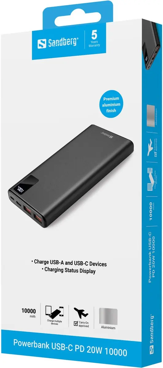 Sandberg Powerbank 420-58 10000mAh - 20W - Zwart