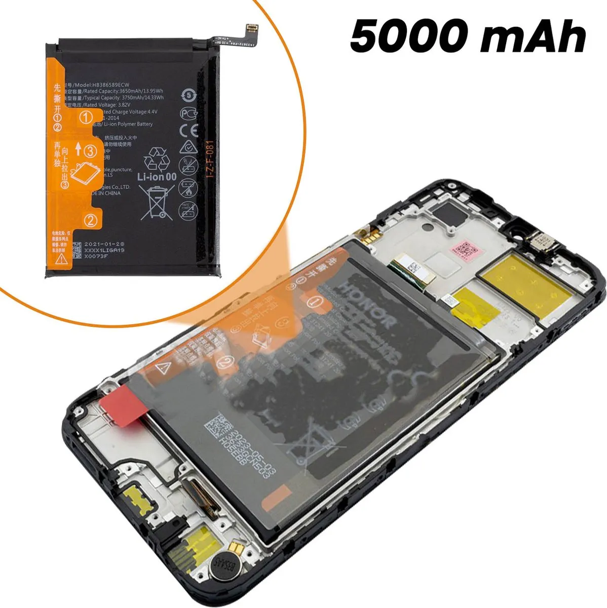 Honor 70 Lite LCD Scherm 5000mAh - Zwart