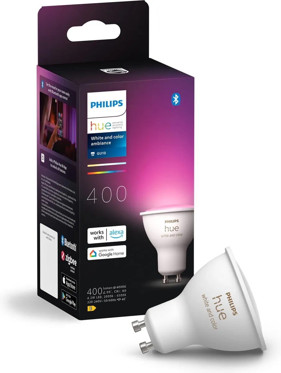 Philips Hue Pongee Opbouwspot 4x GU10 RGBW - Wit