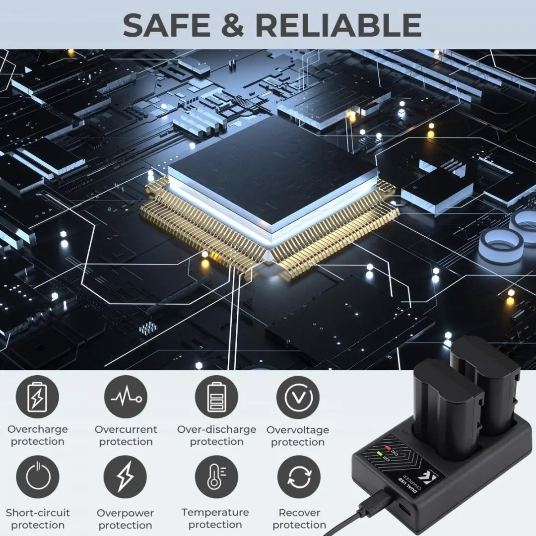K&F Concept KF-28.0006 Dubbele Batterijlader Nikon - Zwart