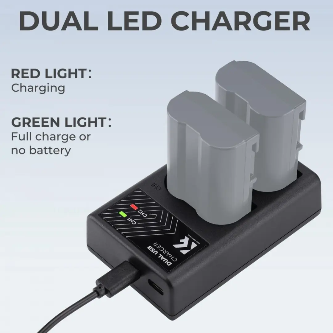 K&F Concept KF-28.0006 Dubbele Batterijlader Nikon - Zwart