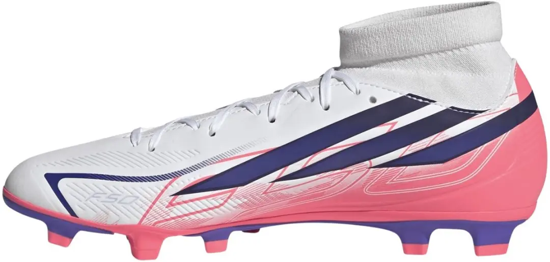 Adidas F50 Hyperfast Club FG/MG Voetbalschoenen - 42 - Wit/Rozepaars