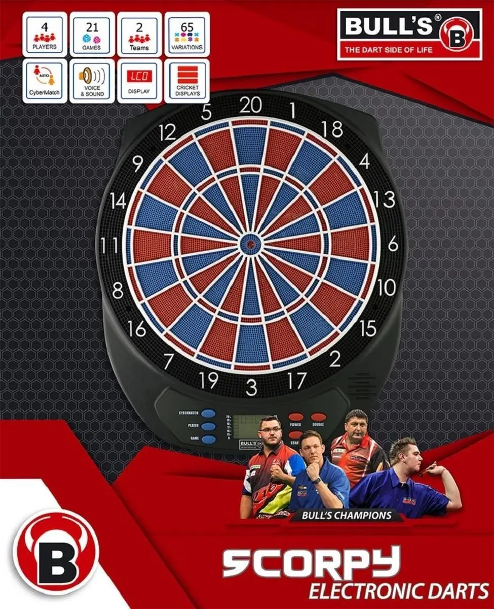 Bull's Scorpy Dartbord 45cm - MPN 67963 - 6 Pijlen + 12 Softtips
