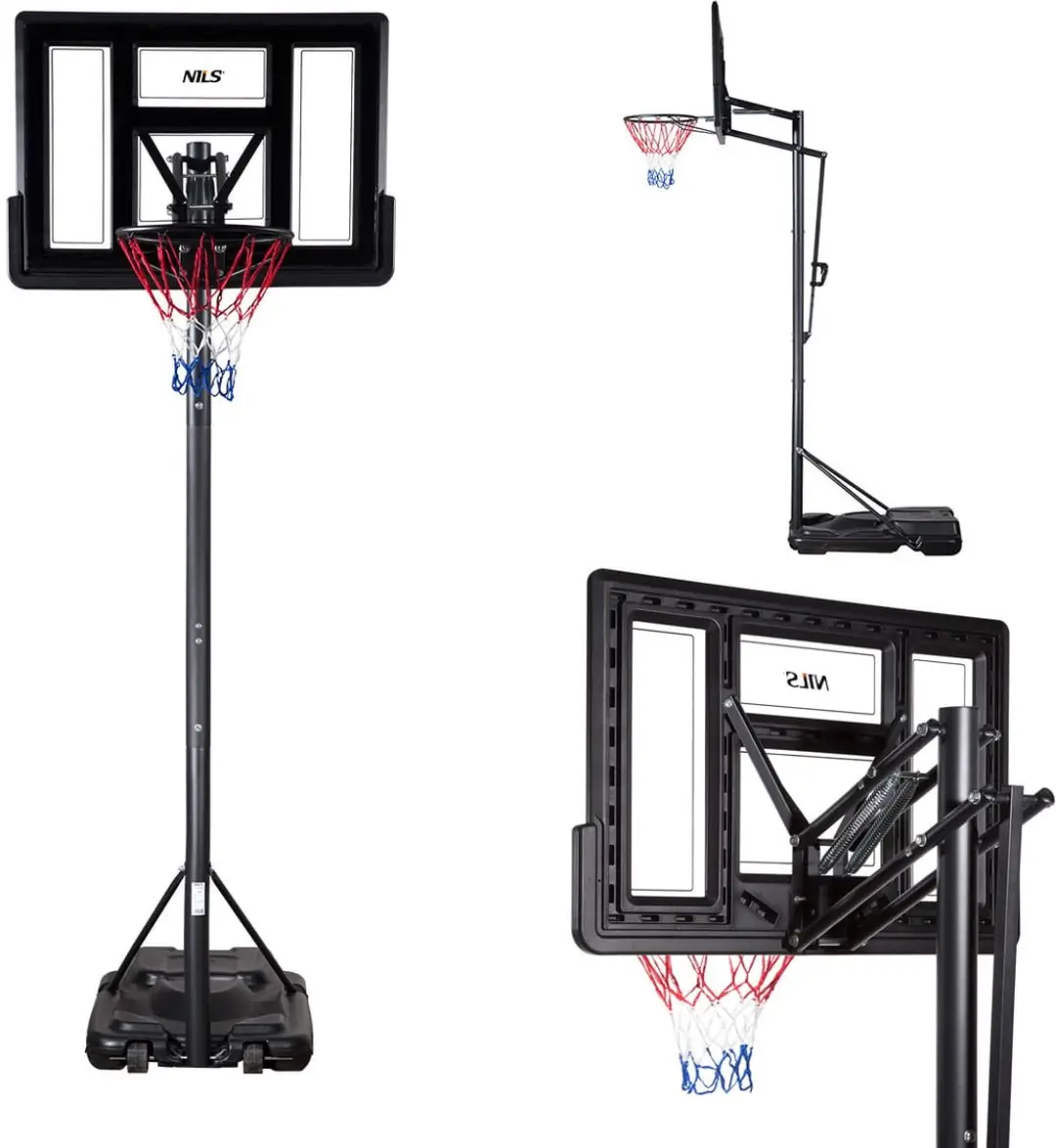 Nils ZDK020 Basketbalpaal - Verstelbaar 3-4m - Zwart/Rood/Grijs