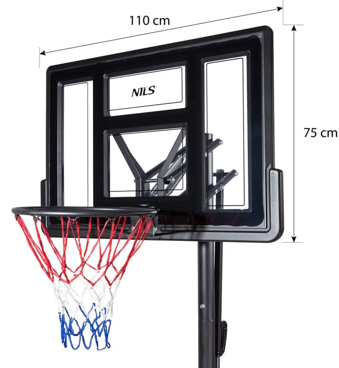 Nils ZDK020 Basketbalpaal - Verstelbaar 3-4m - Zwart/Rood/Grijs