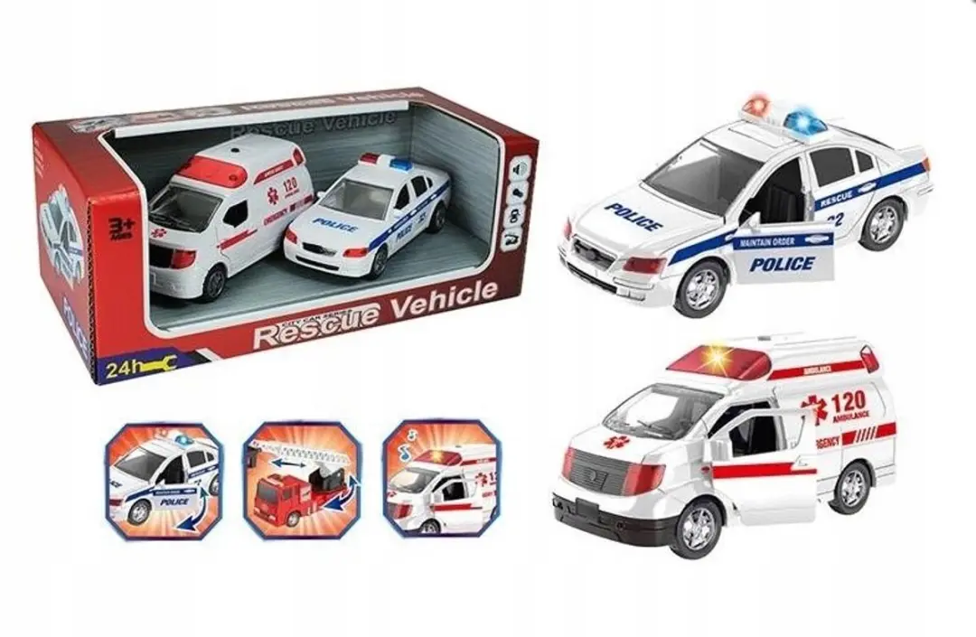 NIKKO Set Stadswagens Politie Ambulance Voertuigen