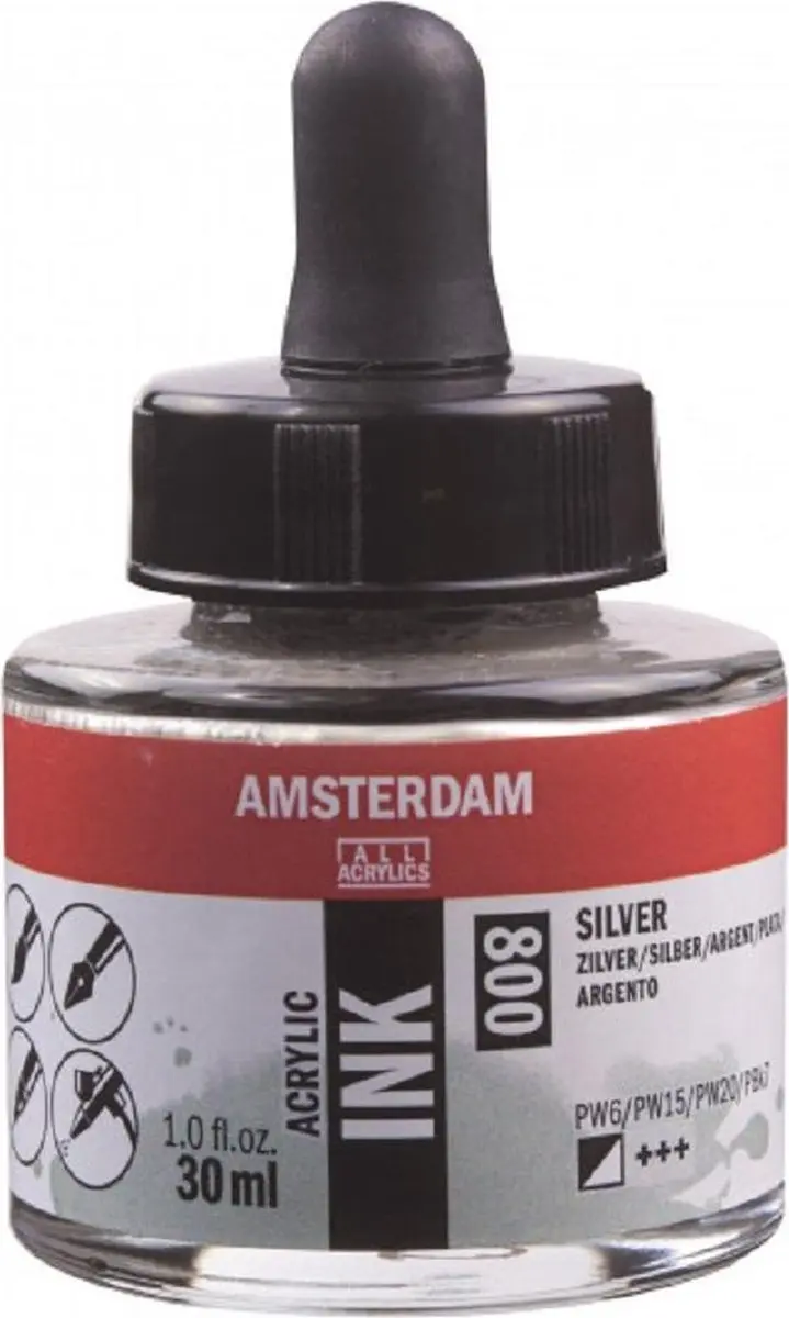 Amsterdam Acrylic Inkt 30ml - Zilver