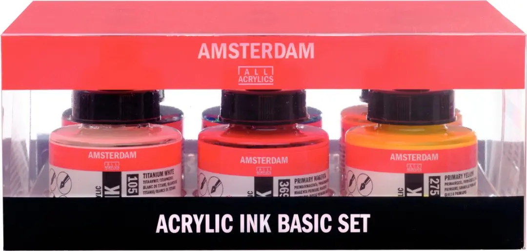 Amsterdam Basic Acrylic Ink Set 6x30ml - Assorti