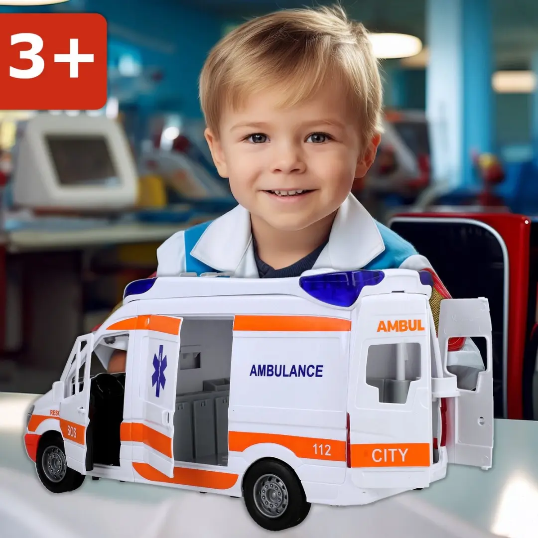 NIKKO Speelgoed Ambulance Blauw/Oranje/Wit - 2x AAA
