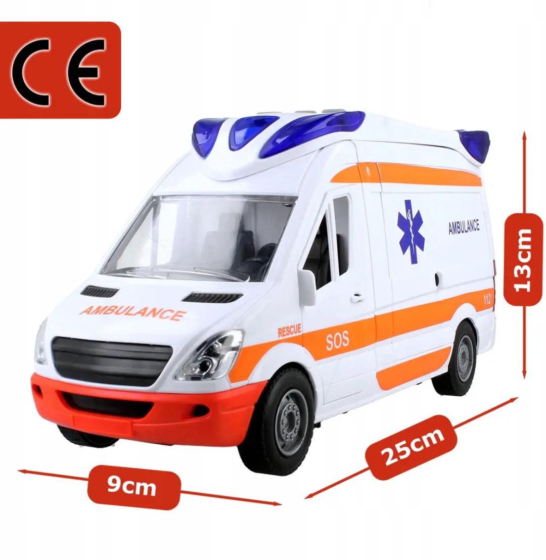 NIKKO Speelgoed Ambulance Blauw/Oranje/Wit - 2x AAA