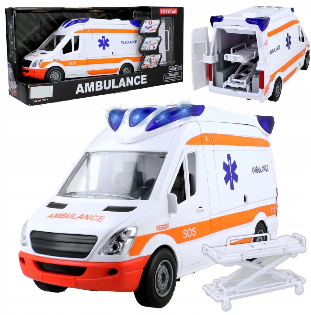 NIKKO Speelgoed Ambulance Blauw/Oranje/Wit - 2x AAA