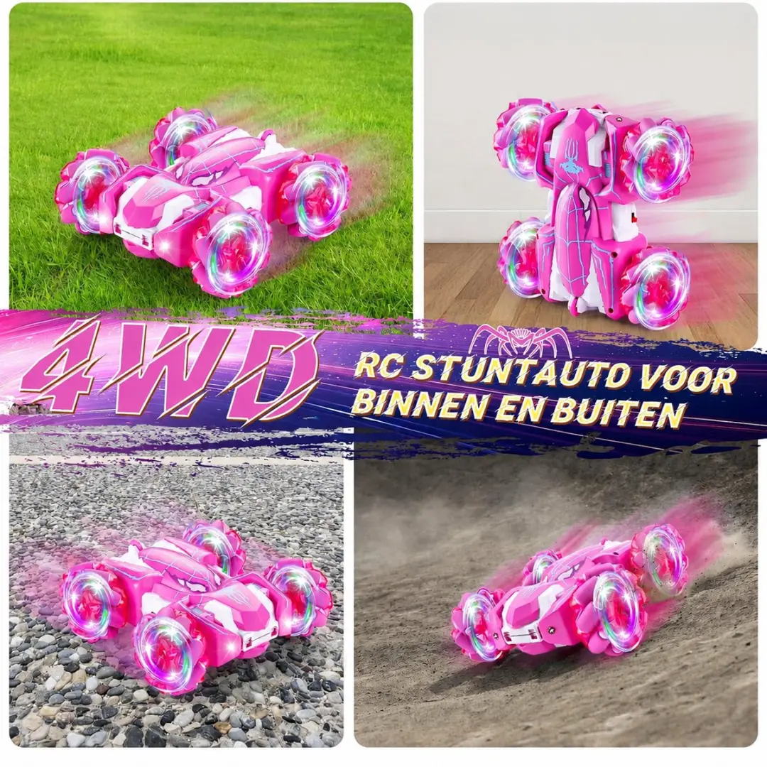 ECTEATOY RC Monster Truck 360° Stunt - 2.4GHz Oplaadbaar - Roze