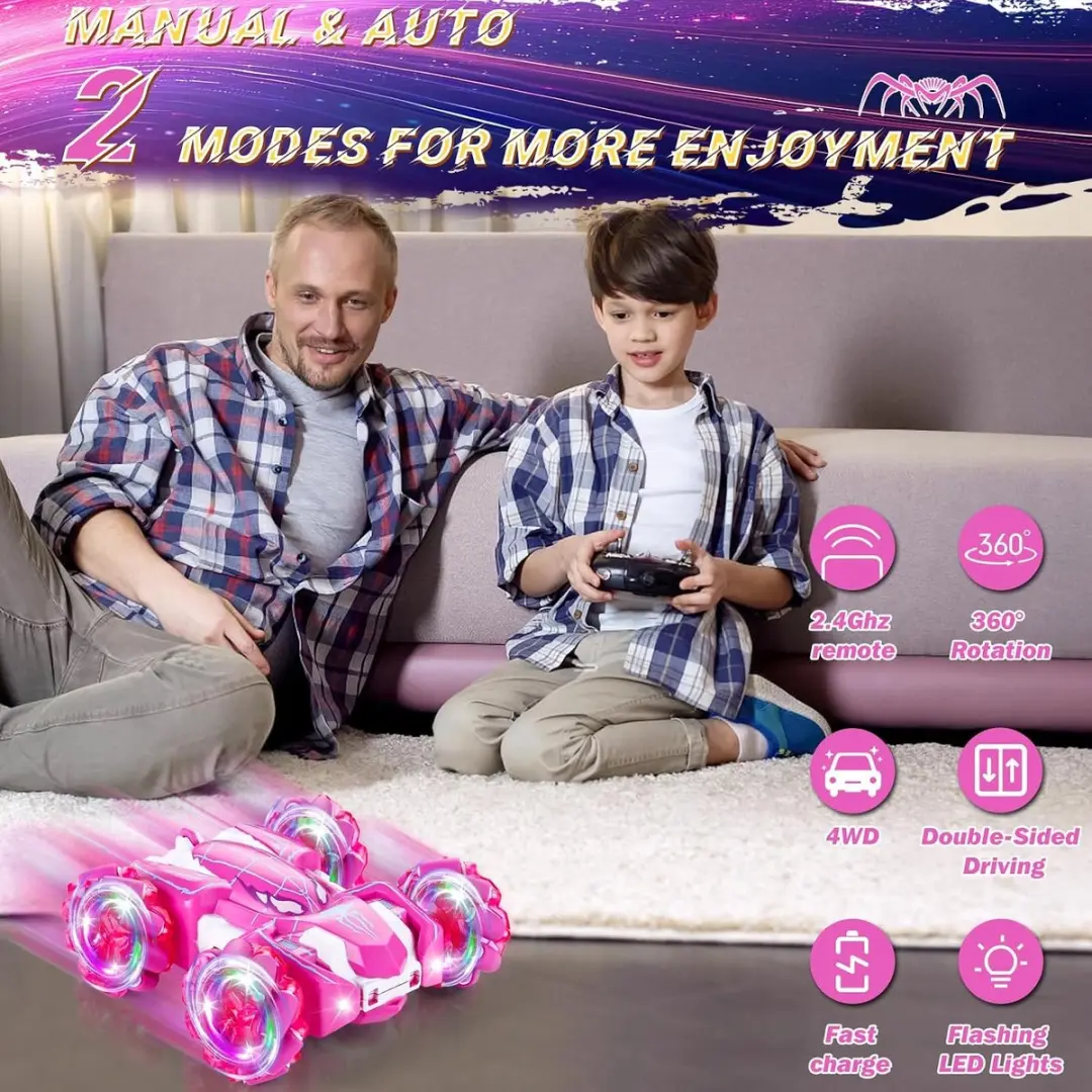 ECTEATOY RC Monster Truck 360° Stunt - 2.4GHz Oplaadbaar - Roze