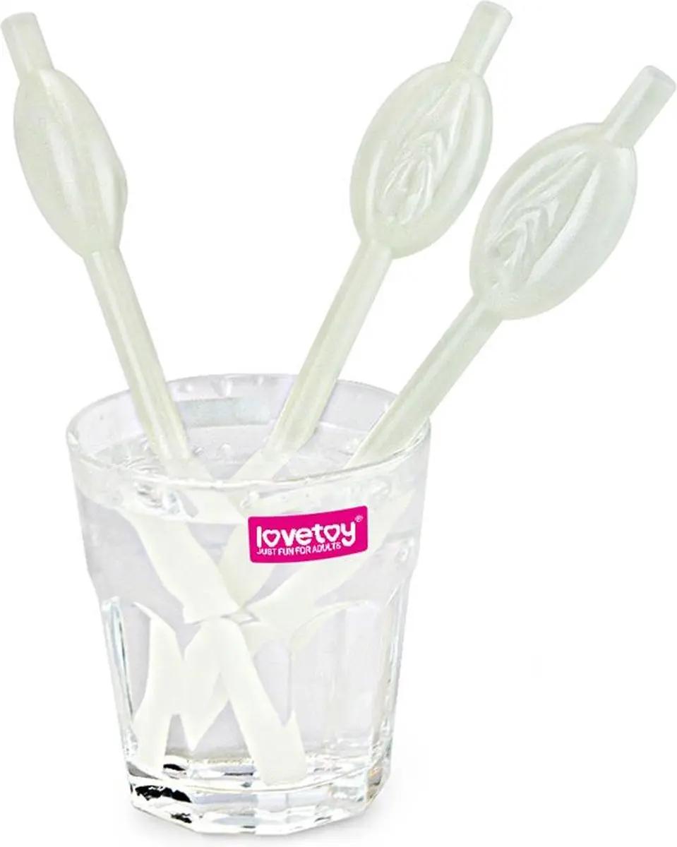 Lovetoy Luminous Vagina Straws - 9 Stuks - Glow-in-the-Dark/Wit/ Groen