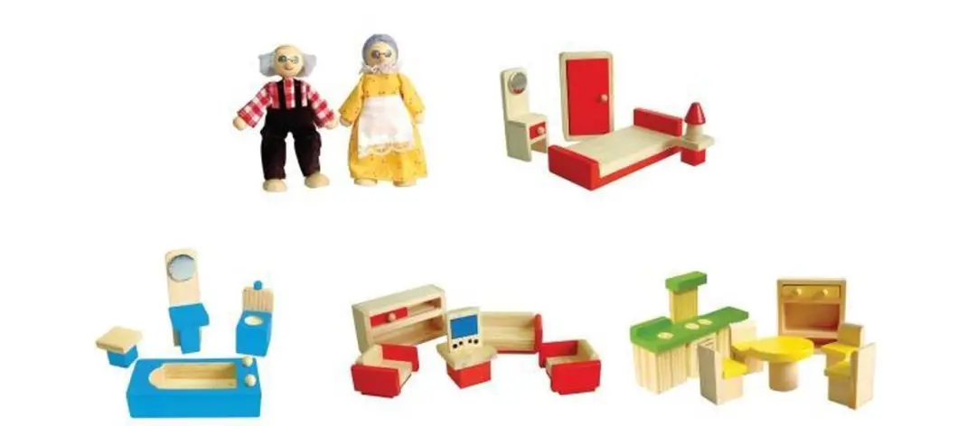 Viga Toys Poppenhuis Opa en Oma - 2 Poppen