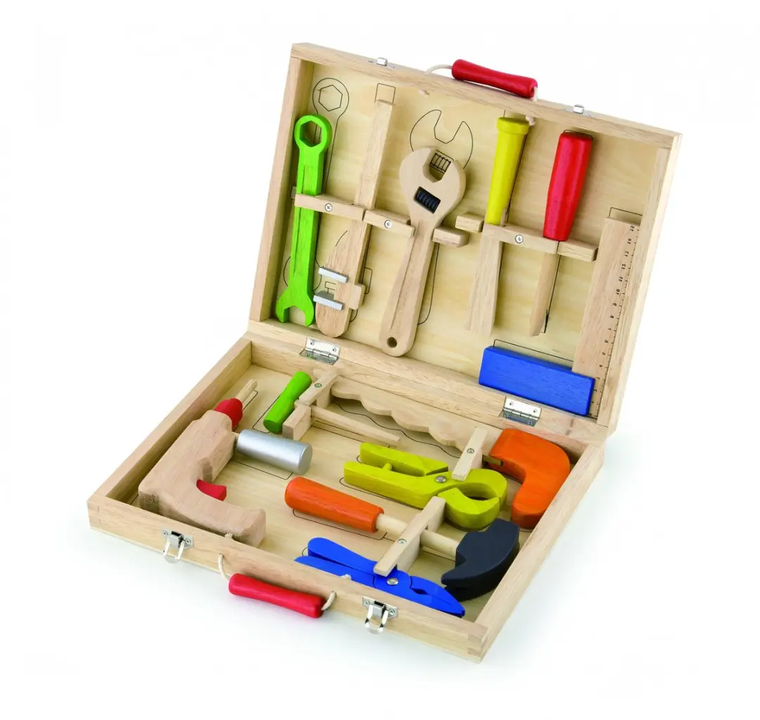 Viga Toys Gereedschapskist Hout 12-delig