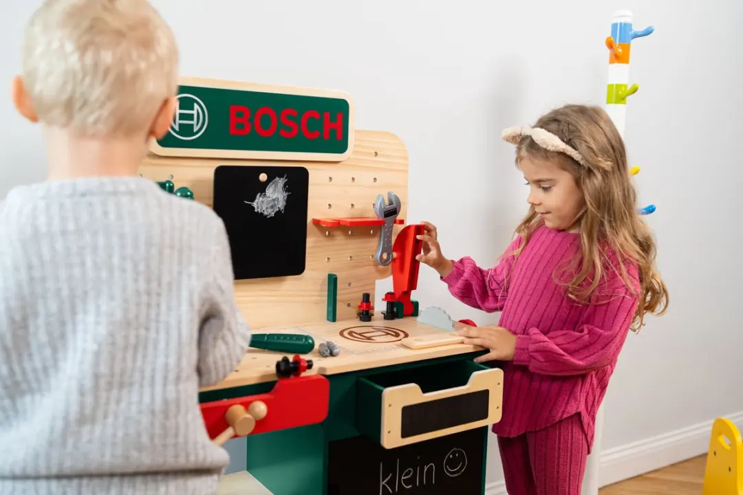 Klein Toys Bosch Houten Werkbank - Accuboormachine met Licht/Geluid - Groen